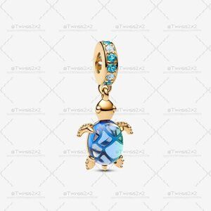 Pandora Sea Turtle Murano Glass Dangle Charm|Pendant